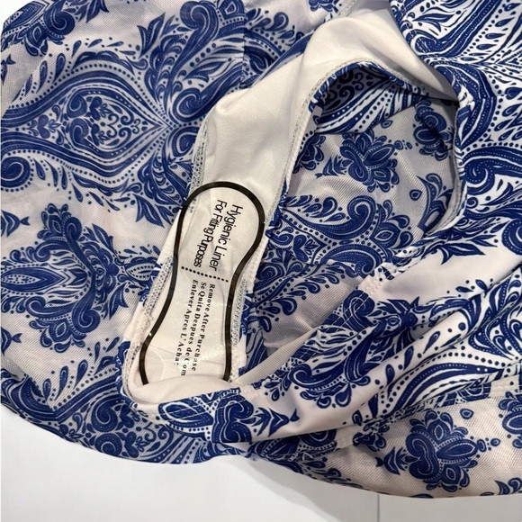 Blue and White Halter one piece swimsuit and skirt NEW - Picture 4 of 6